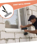 Worker using 6 Inch Hand Seamer Tool With Straight Jaw Metal Bender on sheet metal by a window, showing non-slip handle