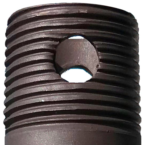 Close-up of threaded end of 36 Inch Ceiling Fan Downrod In Oil Rubbed Bronze For Tall Ceilings Three Quarter Inch Diameter