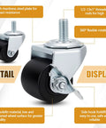 Heavy Duty Two Inch Low Profile Refrigerator Caster Wheels Set Of Eight With Half Inch Thirteen Stems Plus Lock And Roll Swivel Combo For Commercial Fridges Built Like A Tank To Roll Smooth Every Day showcasing polyolefin wheels and steel plates.