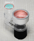 Dust Shoe For CNC Router 52mm Spindle Motors Clear ABS Shield, hose adapter 38mm, shown on geometric grid background.