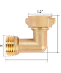 Side view of Heavy Duty Brass Garden Hose Elbow Connector 90 Degree Three Quarter Inch Male To Female Adapter With Four O Rings