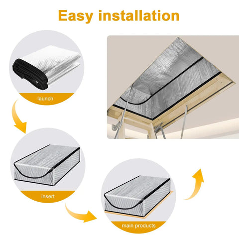 Easy installation of Stairway Insulation Cover for Attic Doors Premium Energy Saving Attic Stairs Tent with Zipper.