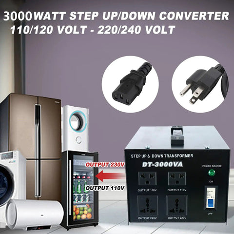 Rugged 3000VA Voltage Transformer Power Converter 110V To 220V AC Converter For Home Use AC To AC Safe Start No Fuss High Efficiency Stable Output 24 7 Operation With Overload Current Protection