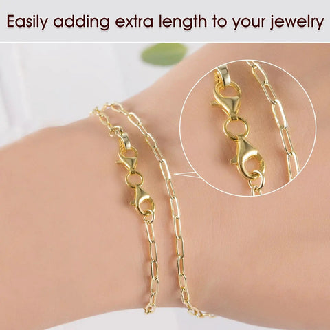 Double Lobster Claw Clasps Necklace Extender Silver 8 Piece Set installed on bracelet