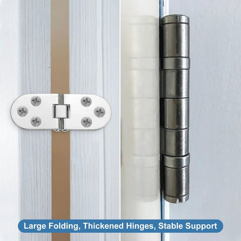 No Sweat Rock Solid Folding Table Hinges 270 Degree Rotation Set Of 4 Bronze Zinc Hardware Screws Built To Last For Sewing Tables, large folding hinges shown on wood.