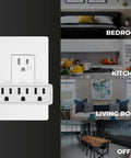3 Outlet Wall Tap With 180 Degree Swivel Grounded UL Listed Swivel Outlet Extender And Plug Adapter in home settings