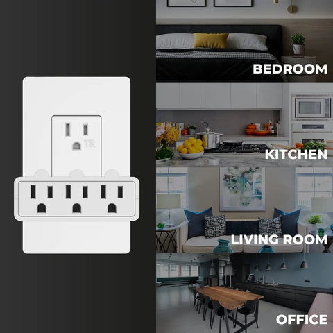 3 Outlet Wall Tap With 180 Degree Swivel Grounded UL Listed Swivel Outlet Extender And Plug Adapter in home settings