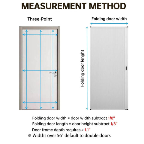 Measurement guide for Interior Accordion Folding Cellular Door Panels No Drilling Easy Install Space Saving Light Filtering