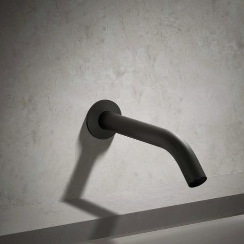 Components Wall Mount Bath Spout Non Diverter Matte Black Finish With NPT Connection on bathroom wall