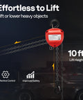 3 Ton 10ft Red Chain Hoist Heavy Duty Manual Pulley Lift With G80 Manganese Steel Chain in garage setting