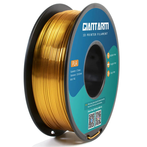 Silk Gold PLA Filament 1Kg Spool 1.75mm High Detail Dimensional Accuracy 0.03mm Smooth Glossy Silk Finish For 3D Printing