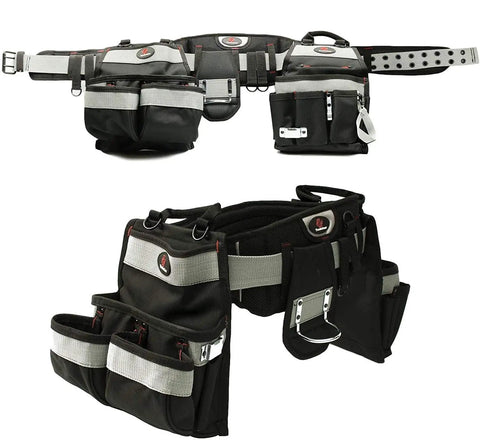 Electrician's Belt And Bag Combo Heavy Duty Tool Belt With 27 Pockets Pouches And Suspender Loops