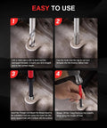Kolvoii M10×1.0 Helicoil thread repair kit infographic showing drill, tap, coil insert, and tang break.