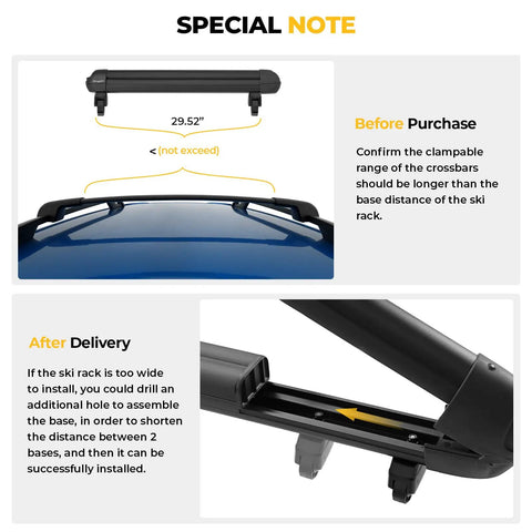 Heavy Duty Lockable Ski Racks With Slick Sliding Extension For Car Roof Secure Snowboard Transport Kit black adjustable installation guide