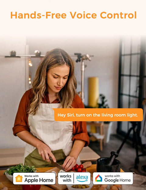 Woman using Single Pole Smart Switch With Neutral Wire Required Works With Apple HomeKit Amazon Alexa And Google Assistant 2 Pack