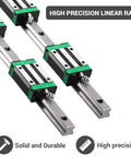 2 Pack 600mm Linear Guide Rails With 4 HGH20CA Carriages For CNC Routers Lathes Mills And 3D Printers Includes Wrench And Plastic Dust Caps