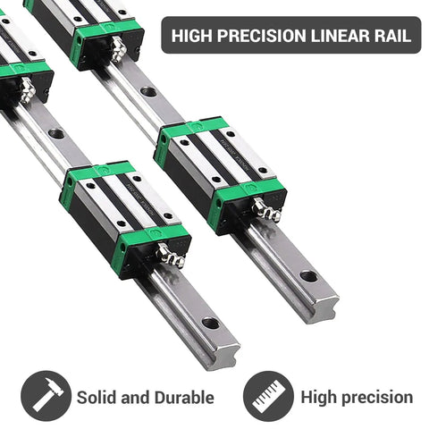 HGR20 Linear Guide Rail Kit 1200mm with four HGH20CA carriages for DIY CNC routers, lathes, mills, 3D printers, shown close-up.