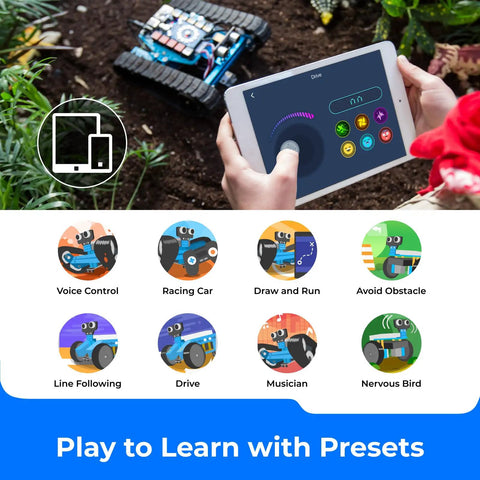 Ranger 3 In 1 Coding Robot Kit For Kids 10 Plus Bluetooth Edition Build Land Raider Tank Nervous Bird And Dashing Raptor Arduino Scratch Learning 16 Coding Projects STEM Kit The Epic Gift, tablet control