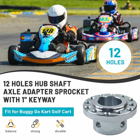 Beefy Steel Hub Shaft Axle Adapter Sprocket Twin Six Hole Build That Will Drop Right Into Your Go Kart Or Golf Cart With One Inch Keyway for smooth power transfer.