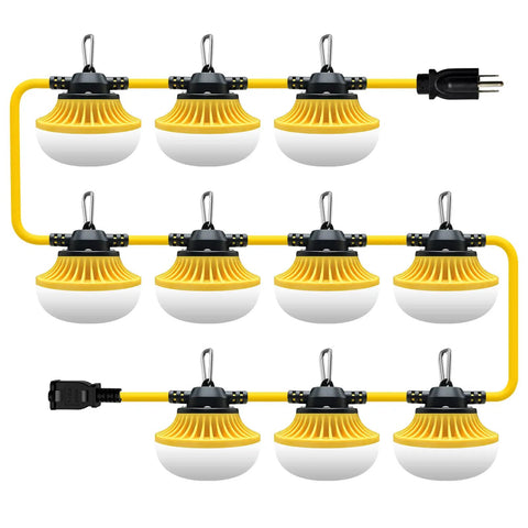 10 Head LED Temporary Construction Lights Beast Bright 100W Total 10000 Lumens Industrial Grade Work Lighting