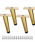 Heavy Duty 4 Inch Furniture Legs Set of 4 in Satin Gold with Industrial Steel Build and Rubber Floor Protectors, includes screws