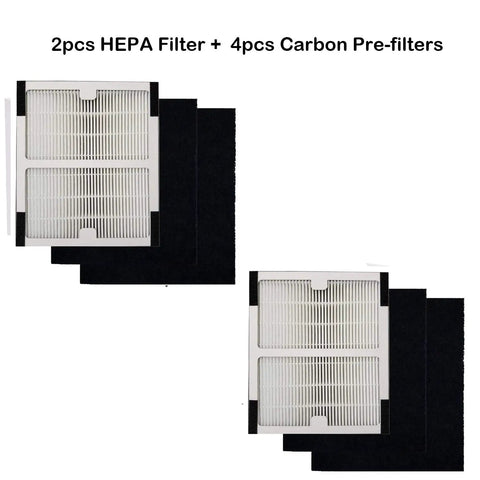Replacement HEPA Filter B Set For Idylis Air Purifiers Compatible With AC-2125 AC-2126 IAP-10-125 IAPC-40-140 IAP-10-150 IAP-10-050 Includes 2 HEPA Filters And 4 Carbon PreFilters on display