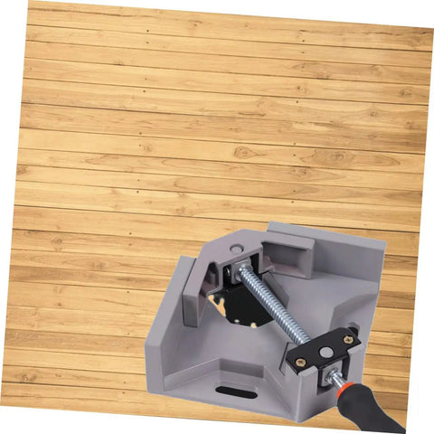Heavy Duty Right Angle Clamp For Woodworking And Precision Welding With Badass Aluminum Build No Sweat Single Handle Design For Hella Tough 90 Degree Corners Every Time on wooden surface.