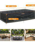 Extra Large Weatherproof Outdoor Dining Set Cover with Vents for Table Sofa and Chairs, Black, 138x102x35 inches, Illustrated