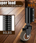 Gate Wheel 2 Inch For Wooden Gate With 80 Lbs Capacity And 360 Degree Rotation Spring Loaded Absorbing TPR Tire Durable Steel Construction Double Ball Bearings Includes Screws And Screwdriver, side view with spring and tire details