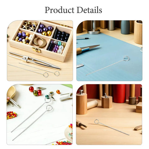 20 Piece Stainless Steel Wick Centering Tools Set For Candle Making Handy Pro Grade Lightweight Needles With Fine Tips For Easy Threading DIY Aromatherapy Crafting Supplies shown with stainless steel wick tools