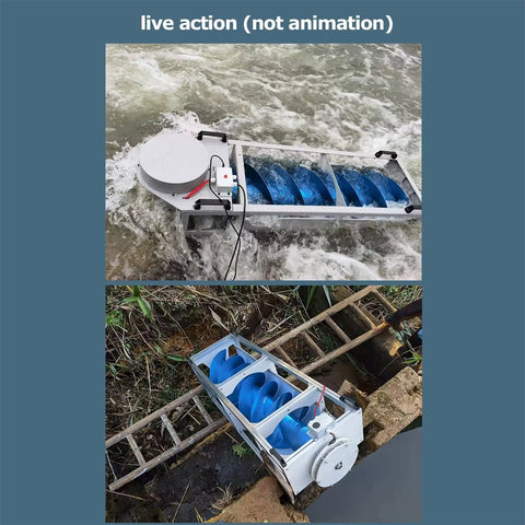 Archimedes Spiral Hydraulic Generator 1500W Portable Water Turbine With Magnetic Levitation Core in flowing water setup