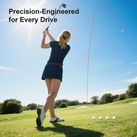 Golfer swings with adjustable aluminum golf tee height tool for easy stance tweaks and consistent swings outdoor training aid