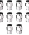 Pro Grade 10 Pack 3/8 Inch Push To Connect Fittings 3/8 OD NPT Thread Pneumatic Straight Connectors for air lines