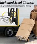 2 In 1 Folding Hand Truck And 3 Step Ladder Portable Dolly Cart For Easy Hauling And Reaching High Places Built With Durable Steel Frame Foldable Design Locking Steps And Smooth Rolling Casters For Home Or Jobsite Use, man moving boxes