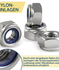 Badass M8 Nylock Nuts 90 Pack Stainless Steel Locking Nuts With Nylon Insert Rust Resistant, showing detailed view of nuts.