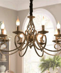 Rustic 8 Light Candle Chandelier In Vintage Iron With French Country Charm Farmhouse Pendant Light For Kitchen Island