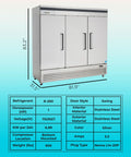 Massive 82 Inch Commercial Freezer With Triple Solid Doors And Precision Digital Temperature Control Built Hella Tough For Kitchens running round the clock with stainless steel design.