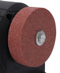 WALFRONT Portable Mini Bench Grinder With Six Adjustable Speed Settings, powerful 100 watt sanding disc close-up view.