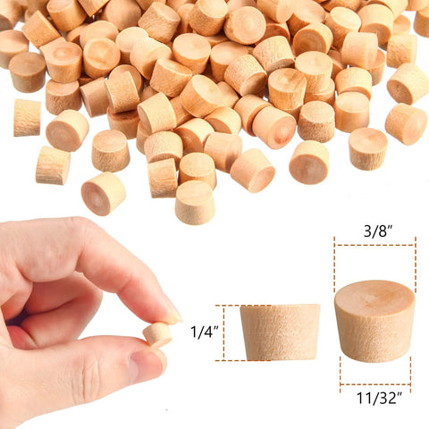 200 Piece Flat Head Wooden Screw Hole Plugs Three Eighths Inch Diameter One Quarter Inch Deep For Furniture Repair Fills Unsightly Holes