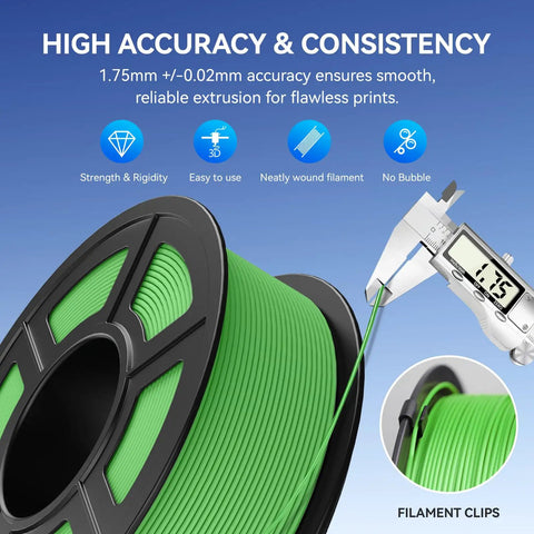 Olive Green Matte PLA 3D Printer Filament 1.75mm For FDM Printers, Smooth Matte Finish Hides Layer Lines, digital caliper reading