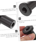 Close-up view of black high-carbon steel barn door track spacers for sliding doors, showing detailed workmanship and durability.