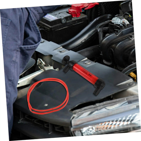 Automotive Fluid Extractor Pump 2 Piece Set Manual Oil Change Transfer For Cars Brake Fluid And Engine Oil Multi Vehicle Use Easy Change Tool Great For Home Garages And Pro Shops red hand pump in car engine bay