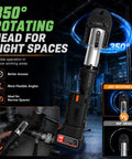 18V Cordless Electric Press Tool For Copper Pipe Crimping 60KN Output showing 350° rotating head for tight spaces.