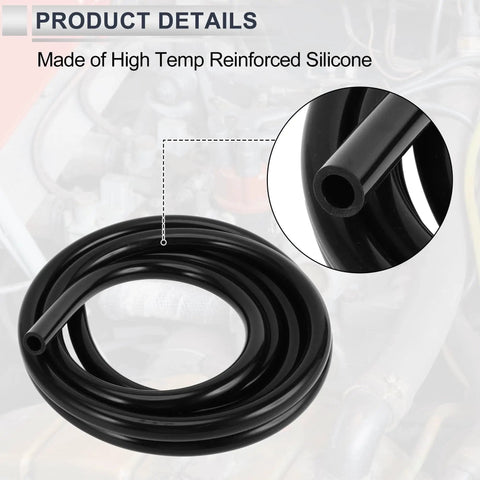 Universal Silicone Vacuum Hose For Your Ride 10ft Long High Temp Black 12mm Inner Diameter 18mm Outer Diameter 3mm Wall