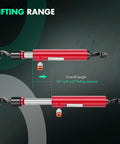 Sturdy 26 Inch Long 10 Ton Hydraulic Pull Back Ram Jack For Porta Power Frame Machine Repair shown with red finish and hook.