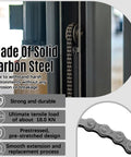 20 Ft #41 Roller Chain With 2 Links Heavy Duty Corrosion Resistant Interchangeable Replacement For Driven Slide Gate Operator And Conveyor System Reliable Performance For Outdoor Use, showing solid carbon steel construction.