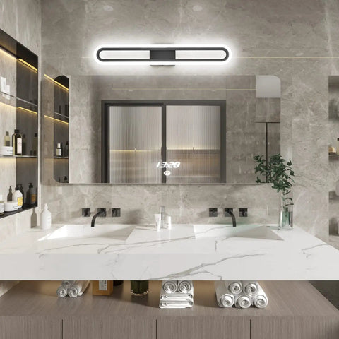 31.49 Inch LED Bathroom Vanity Light Matte Black With Acrylic Lens Modern Wall Mount Bath Fixture 6000K Cool White