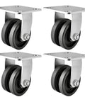 Badass Heavy Duty 4 Inch V Groove Caster Set With 900 Pound Load Rating Cast Iron Wheels for workbenches and carts.