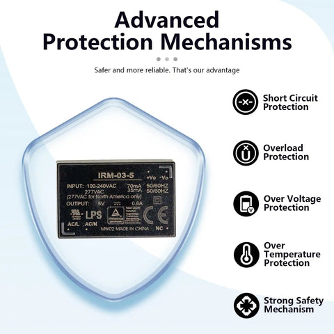 Advanced protection mechanisms of Compact 3W AC-DC Switching Power Supply Module With 5V At 0.6A Output