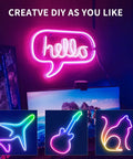 32.8 Ft LED Neon Lights With Remote App Control, IP65 Waterproof Flexible RGB Neon Strip Lights showing DIY shapes